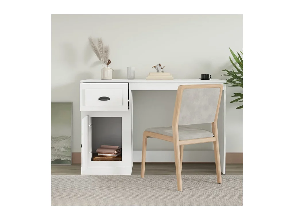 Bureau avec tiroir blanc 115x50x75 bois d'ingénierie