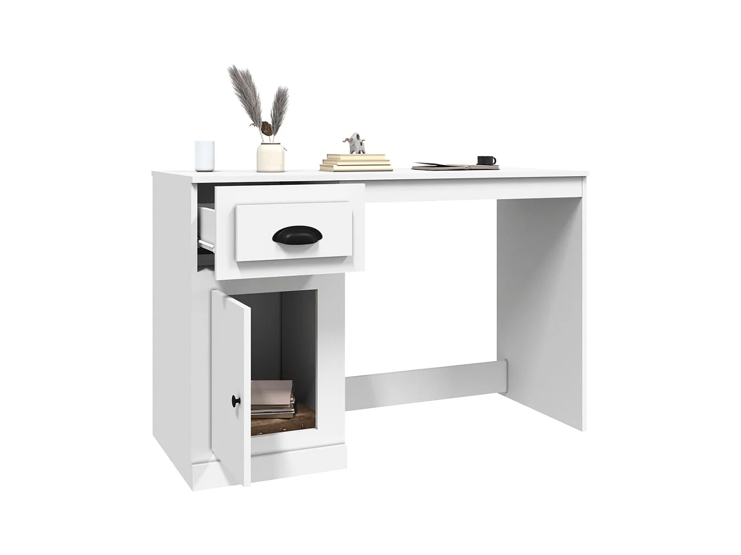 Bureau avec tiroir blanc 115x50x75 bois d'ingénierie