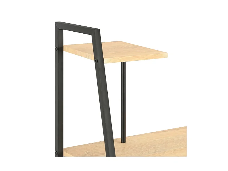 Bureau 4 étagères chêne clair et métal noir Rohan