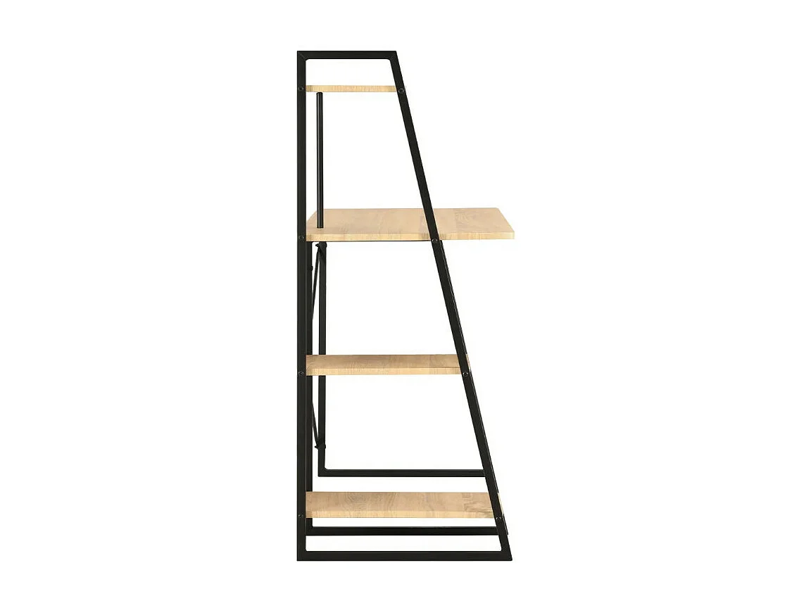 Bureau 4 étagères chêne clair et métal noir Rohan