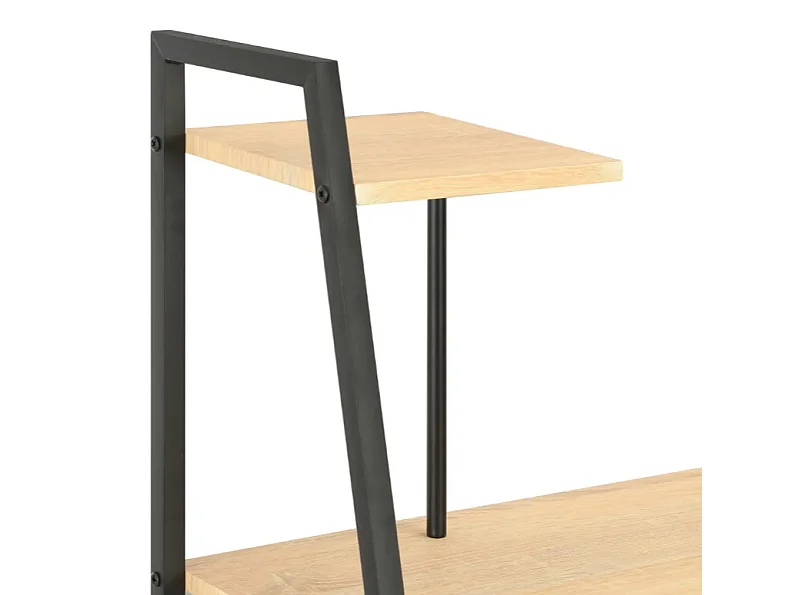 Bureau 4 étagères chêne clair et métal noir Rohan