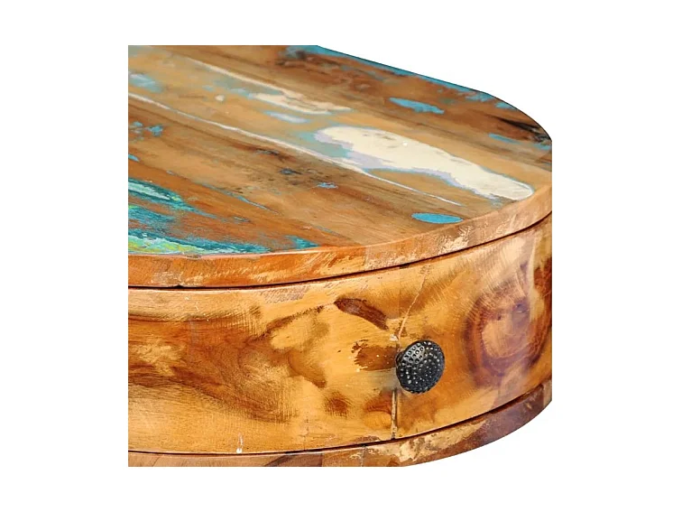 Bureau 1 tiroir 1 niche bois massif recyclé et métal noir Boust