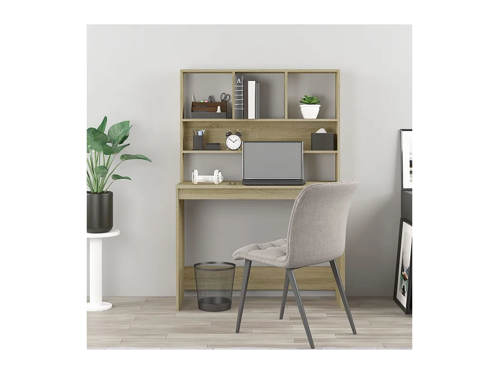 Bureau avec étagères Chêne sonoma 102x45x148