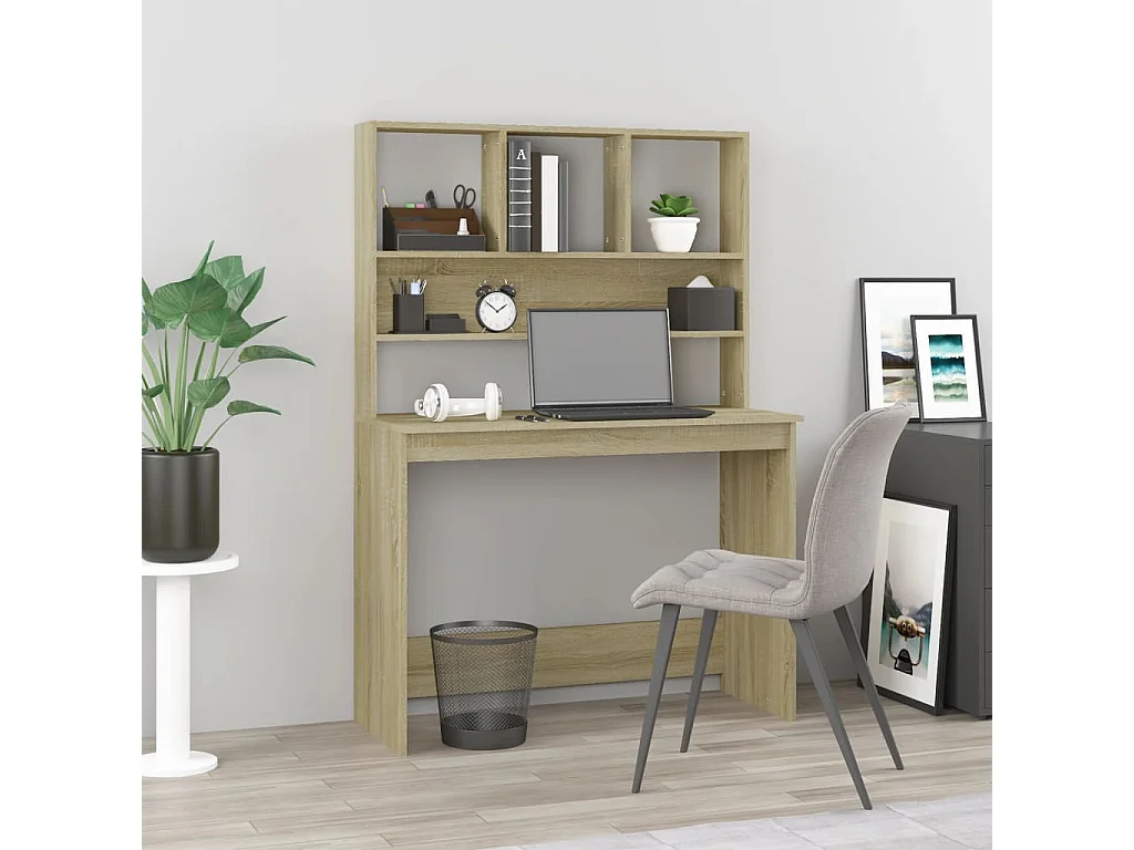 Bureau avec étagères Chêne sonoma 102x45x148