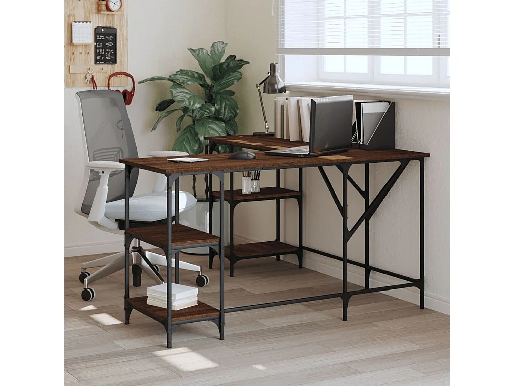 Bureau chêne marron 139x139x75 bois d'ingénierie