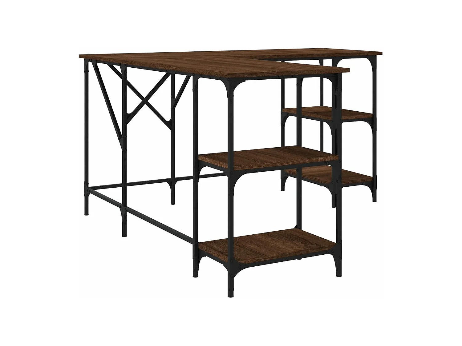 Bureau chêne marron 139x139x75 bois d'ingénierie