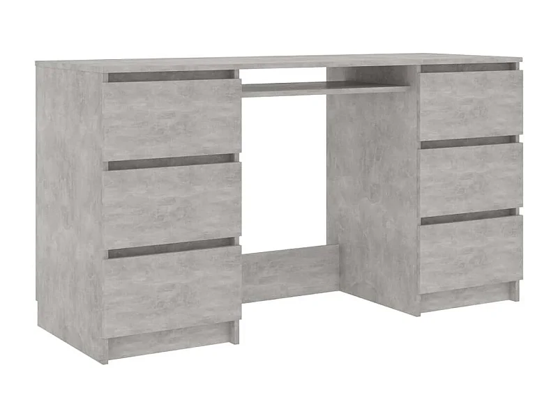 Bureau bois gris béton 6 tiroirs Study 140cm