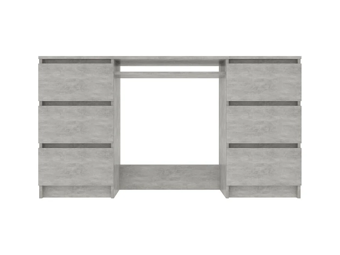 Bureau bois gris béton 6 tiroirs Study 140cm