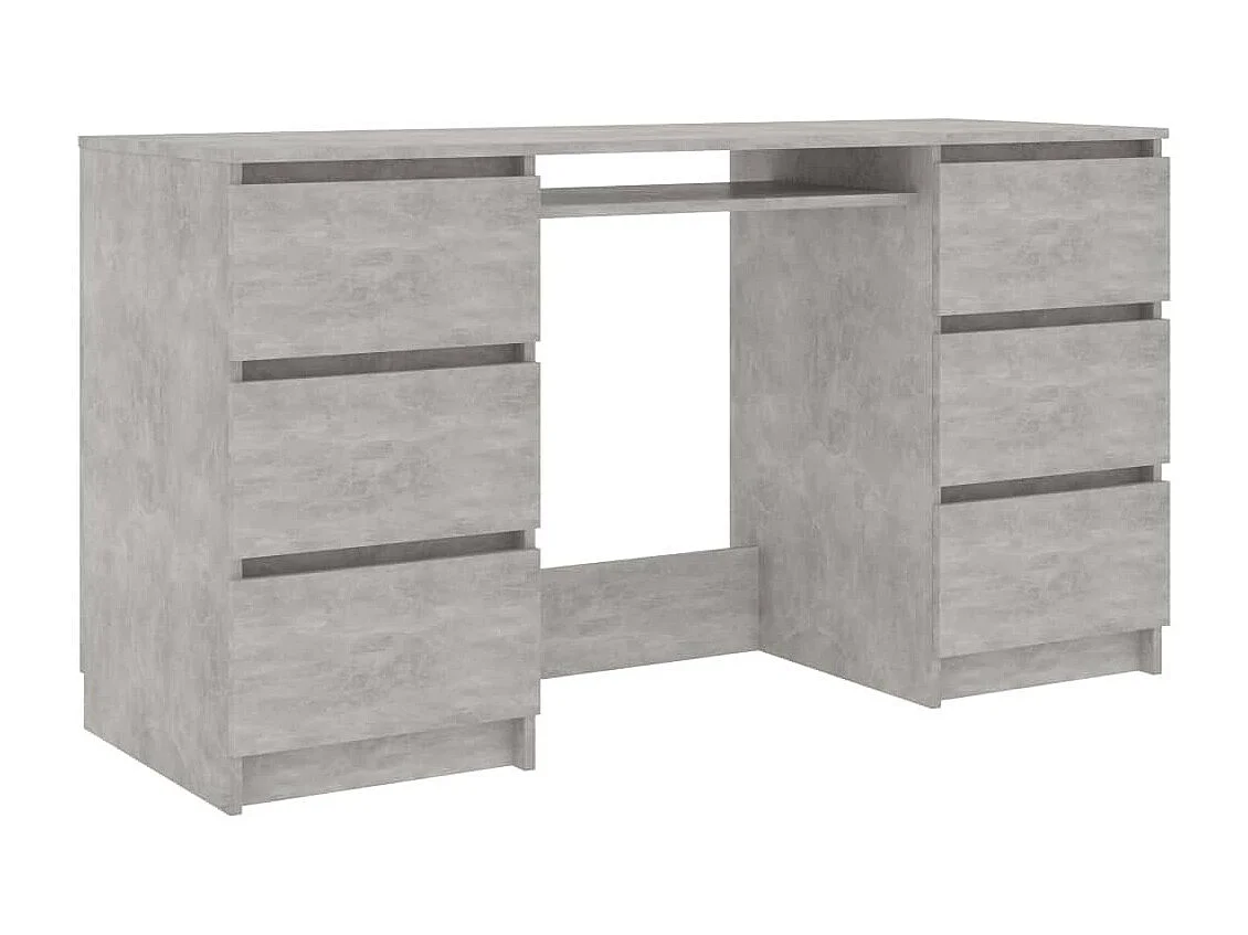 Bureau bois gris béton 6 tiroirs Study 140cm