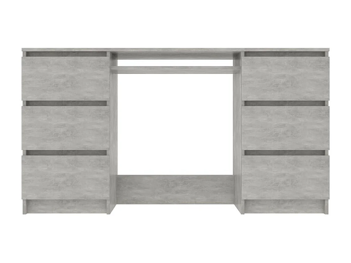 Bureau bois gris béton 6 tiroirs Study 140cm