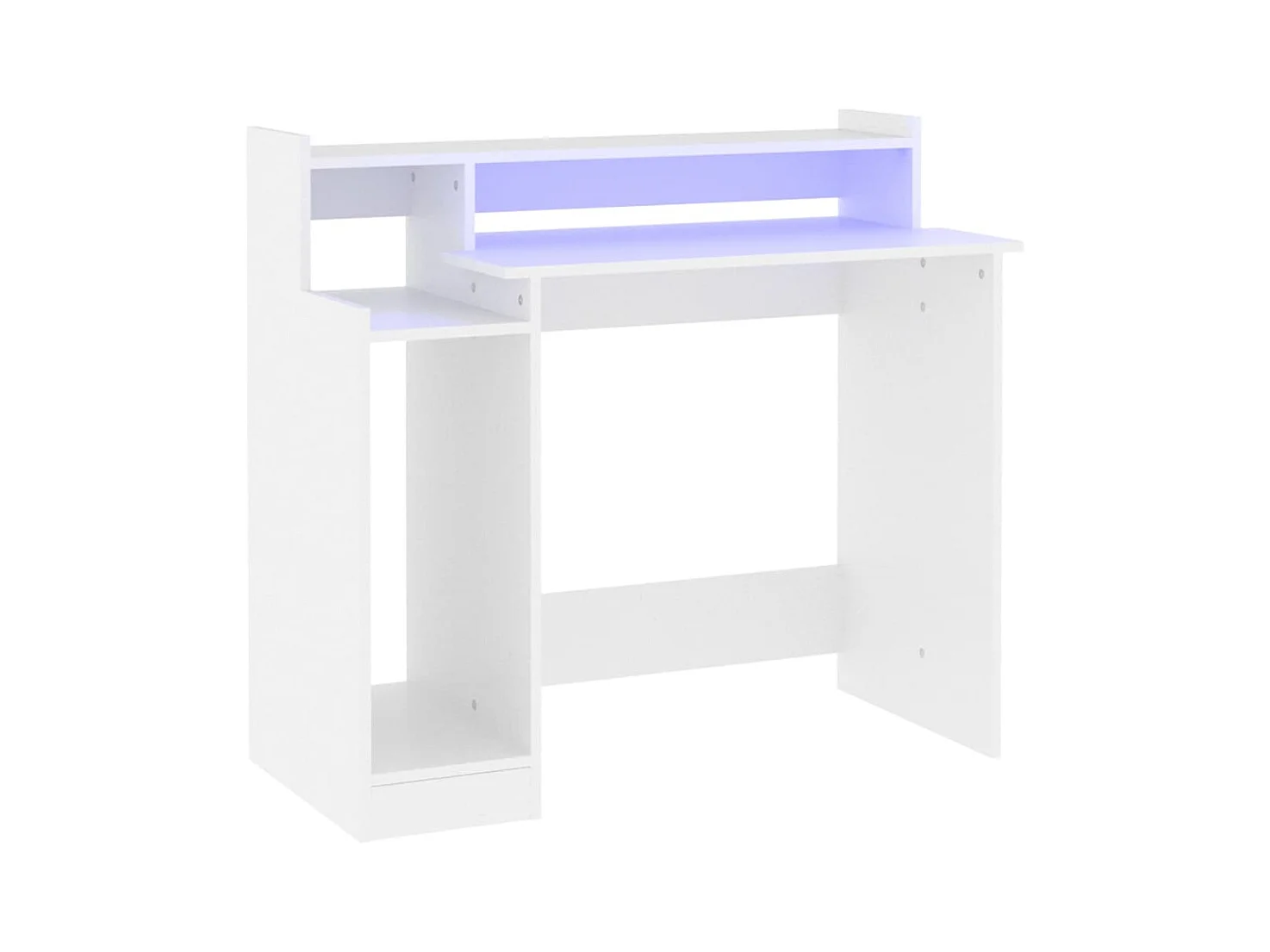 Bureau avec lumières LED Blanc 97x90x45 Bois d'ingénierie