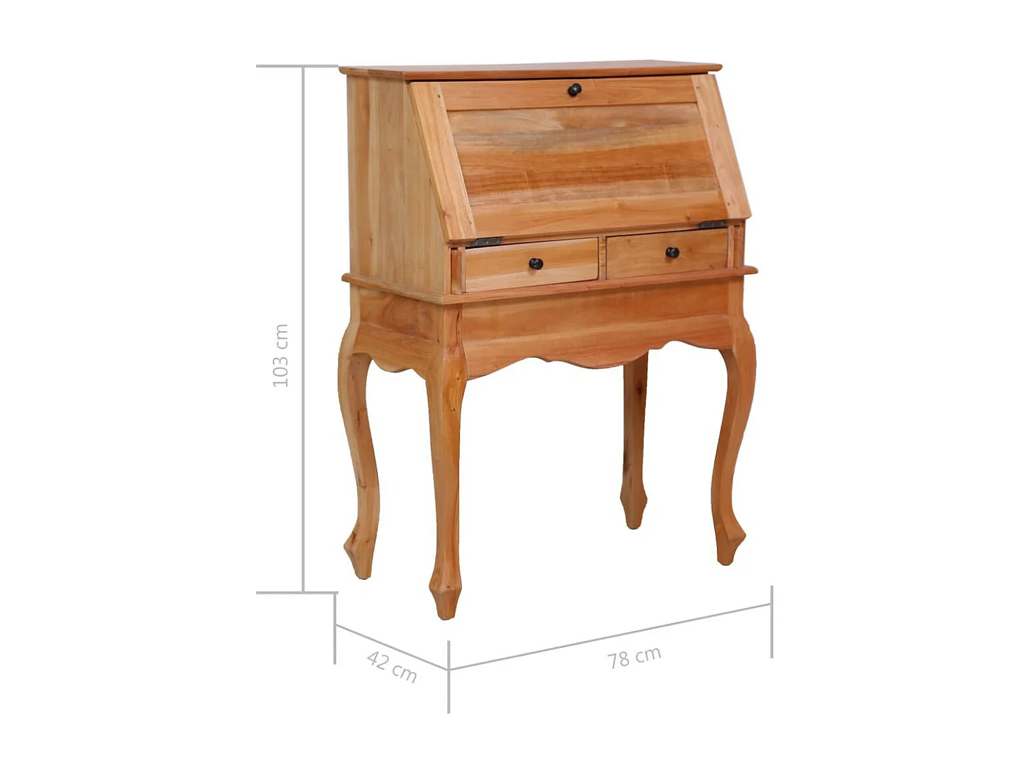 Bureau secrétaire 78x42x103 Bois d'acajou massif