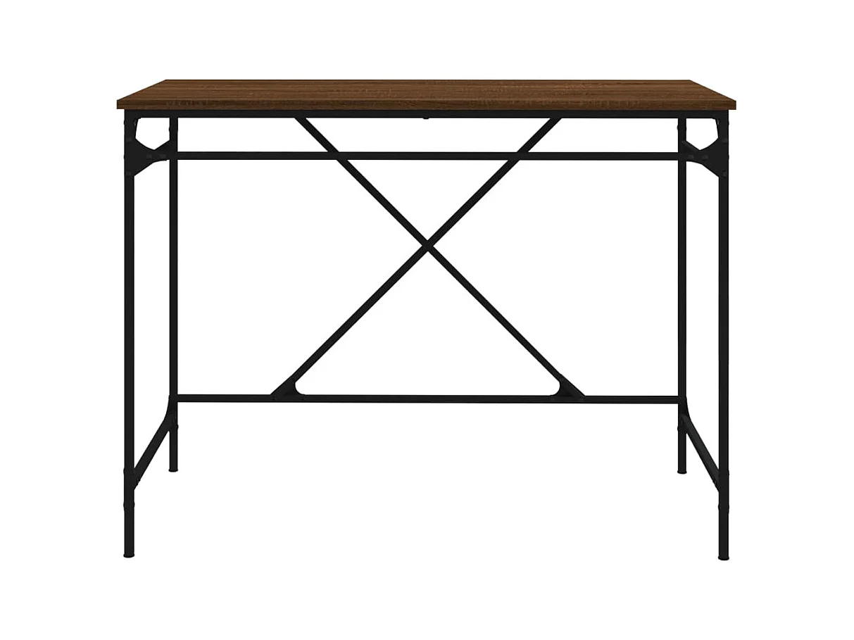 Bureau chêne marron 100x50x75 bois d'ingénierie et fer