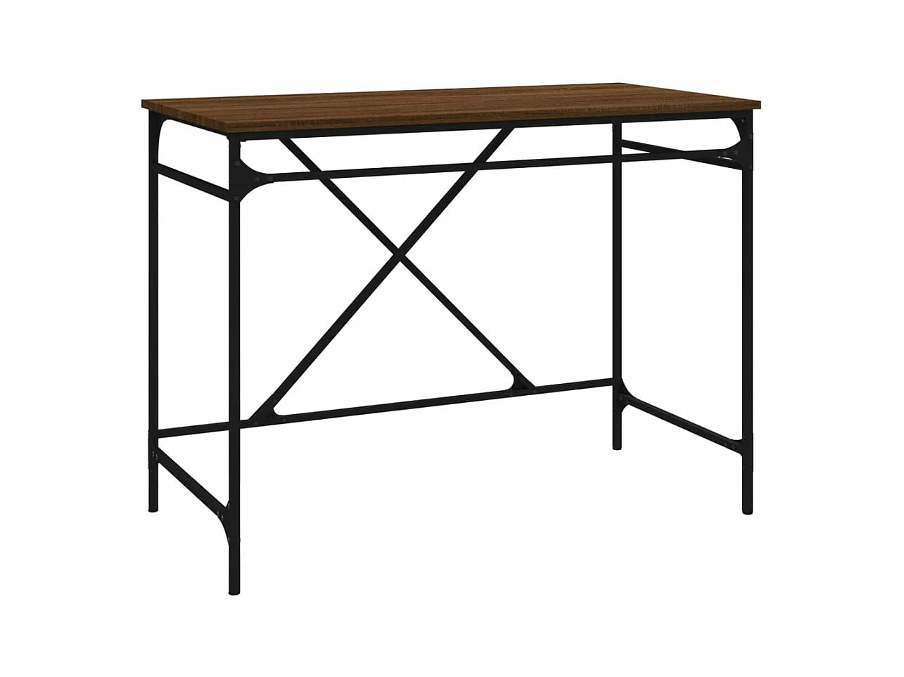 Bureau chêne marron 100x50x75 bois d'ingénierie et fer