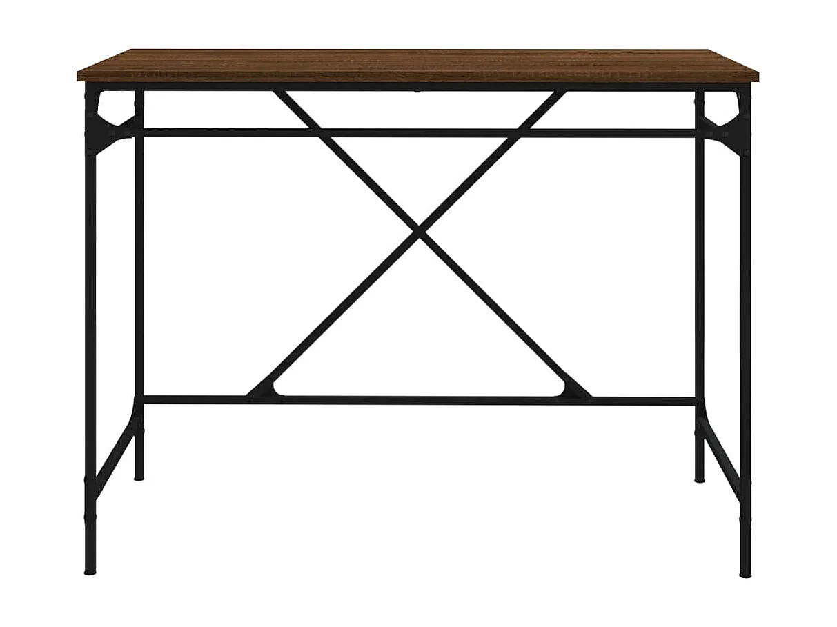 Bureau chêne marron 100x50x75 bois d'ingénierie et fer