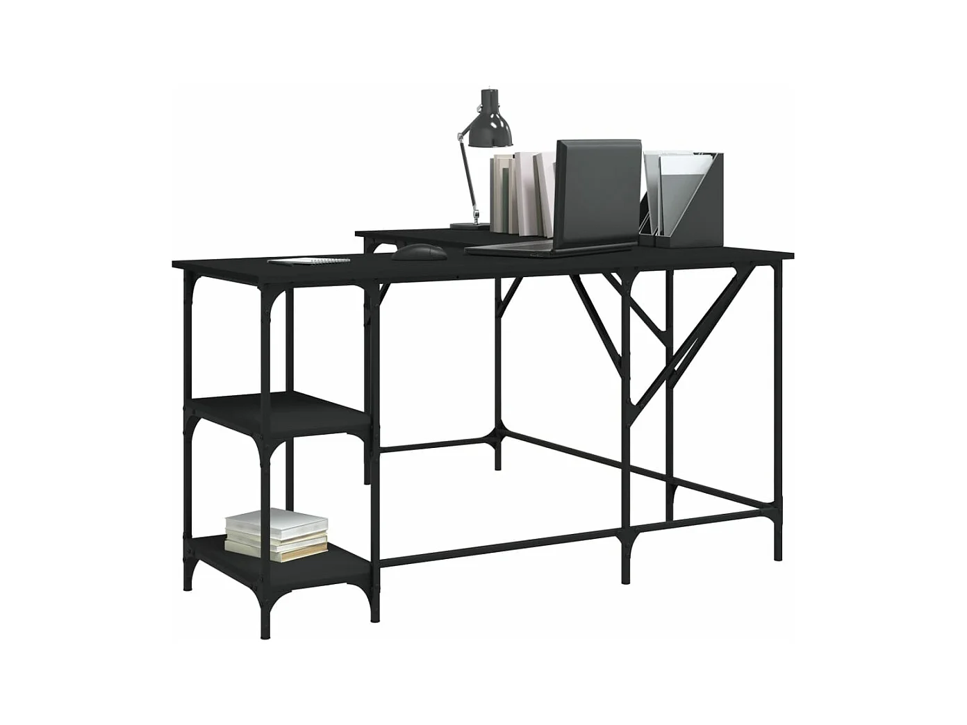 Bureau noir 139x139x75 bois d'ingénierie