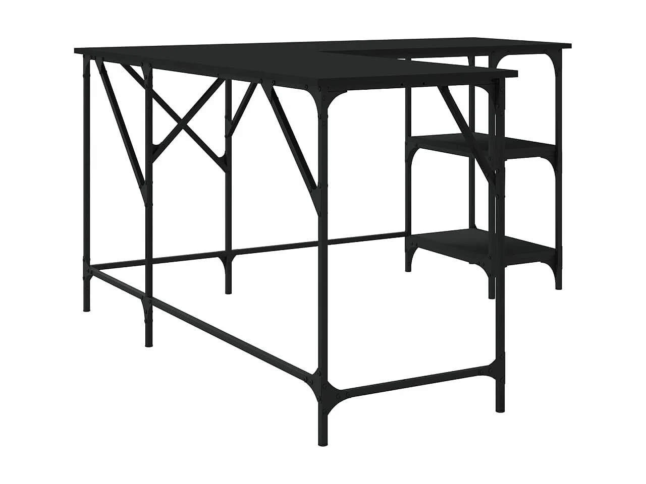 Bureau noir 139x139x75 bois d'ingénierie