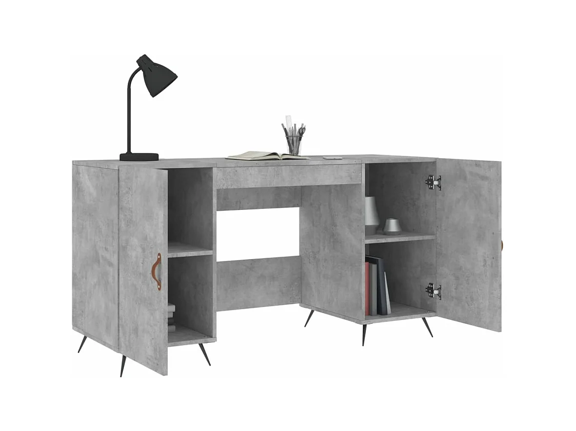Bureau gris béton 140x50x75 bois d'ingénierie
