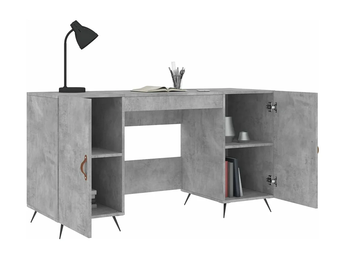 Bureau gris béton 140x50x75 bois d'ingénierie