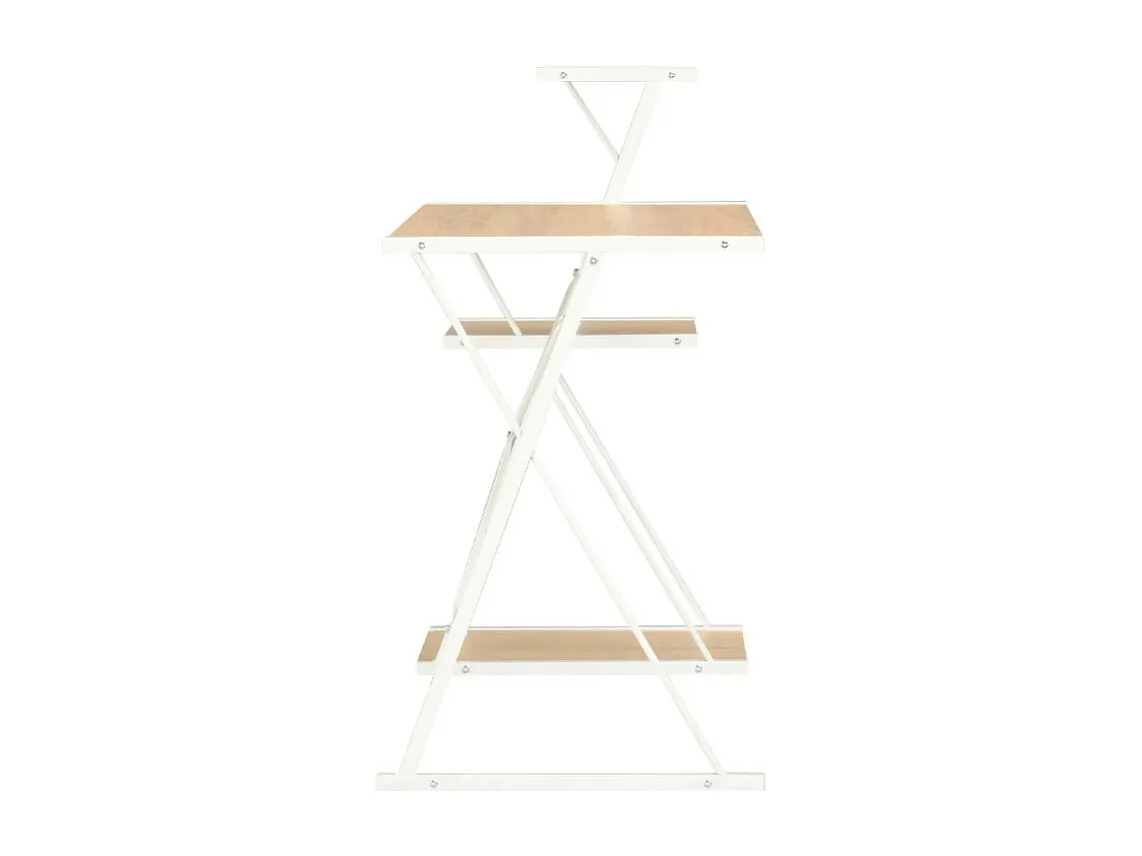 Bureau 3 étagères chêne clair et métal blanc Kajal