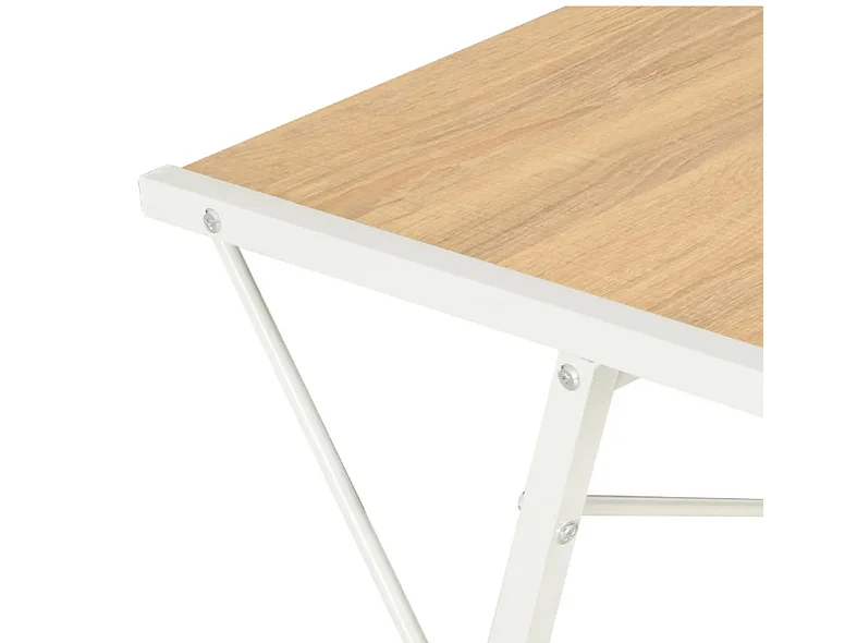 Bureau 3 étagères chêne clair et métal blanc Kajal