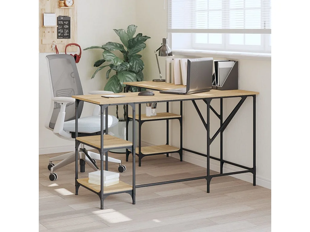 Bureau chêne sonoma 139x139x75 bois d'ingénierie