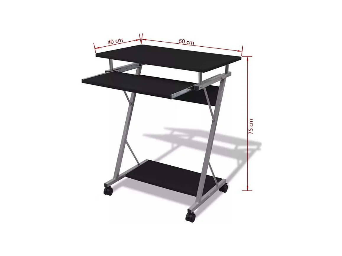 Bureau informatique bois noir métal Sirya
