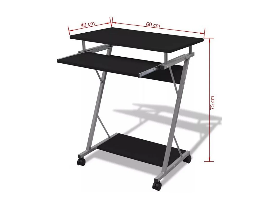 Bureau informatique bois noir métal Sirya