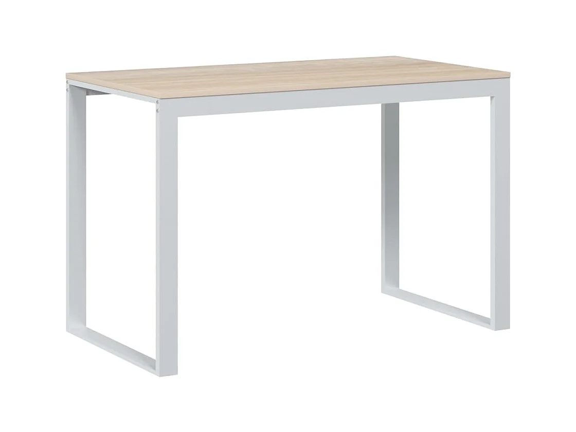 Bureau d'ordinateur Blanc et chêne 110x60x73 2