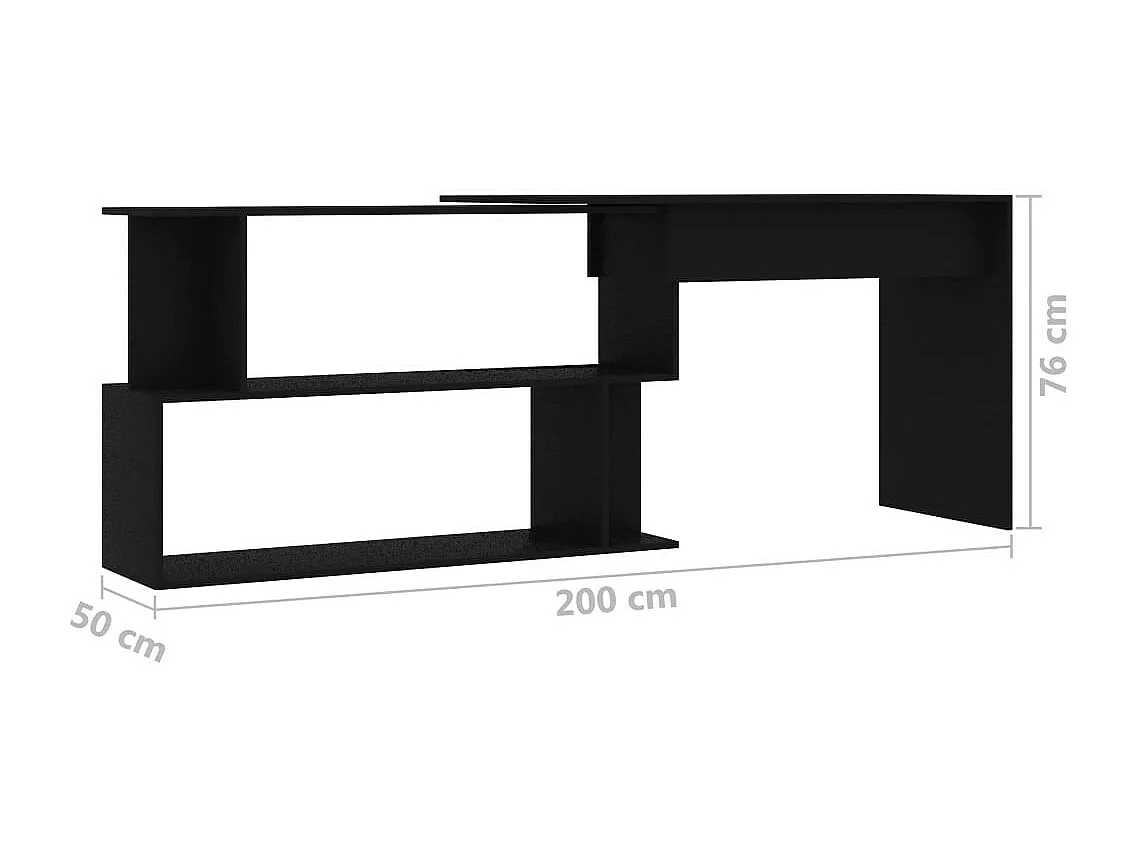 Bureau d'angle Noir 200x50x76