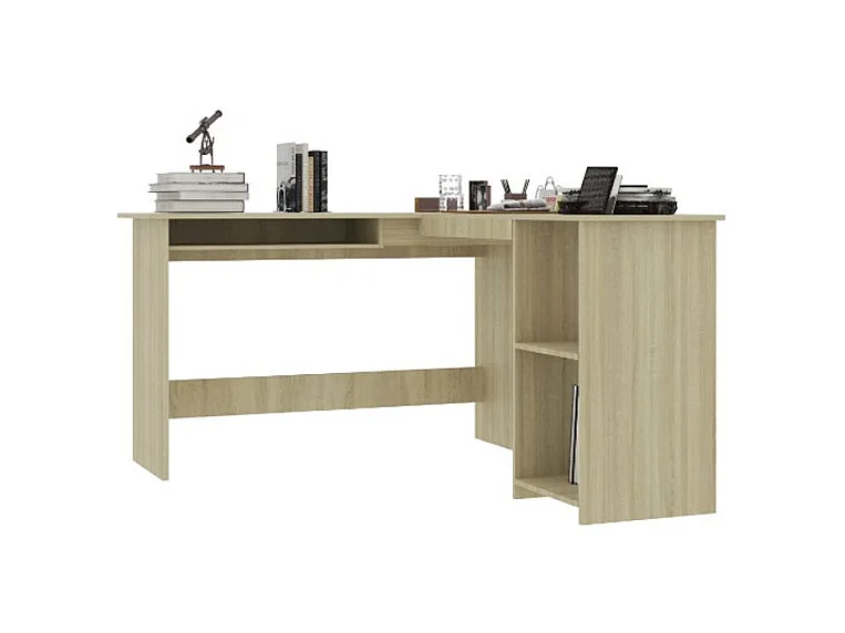 Bureau d'angle 1 tiroir 2 étagères chêne sonoma Jayden