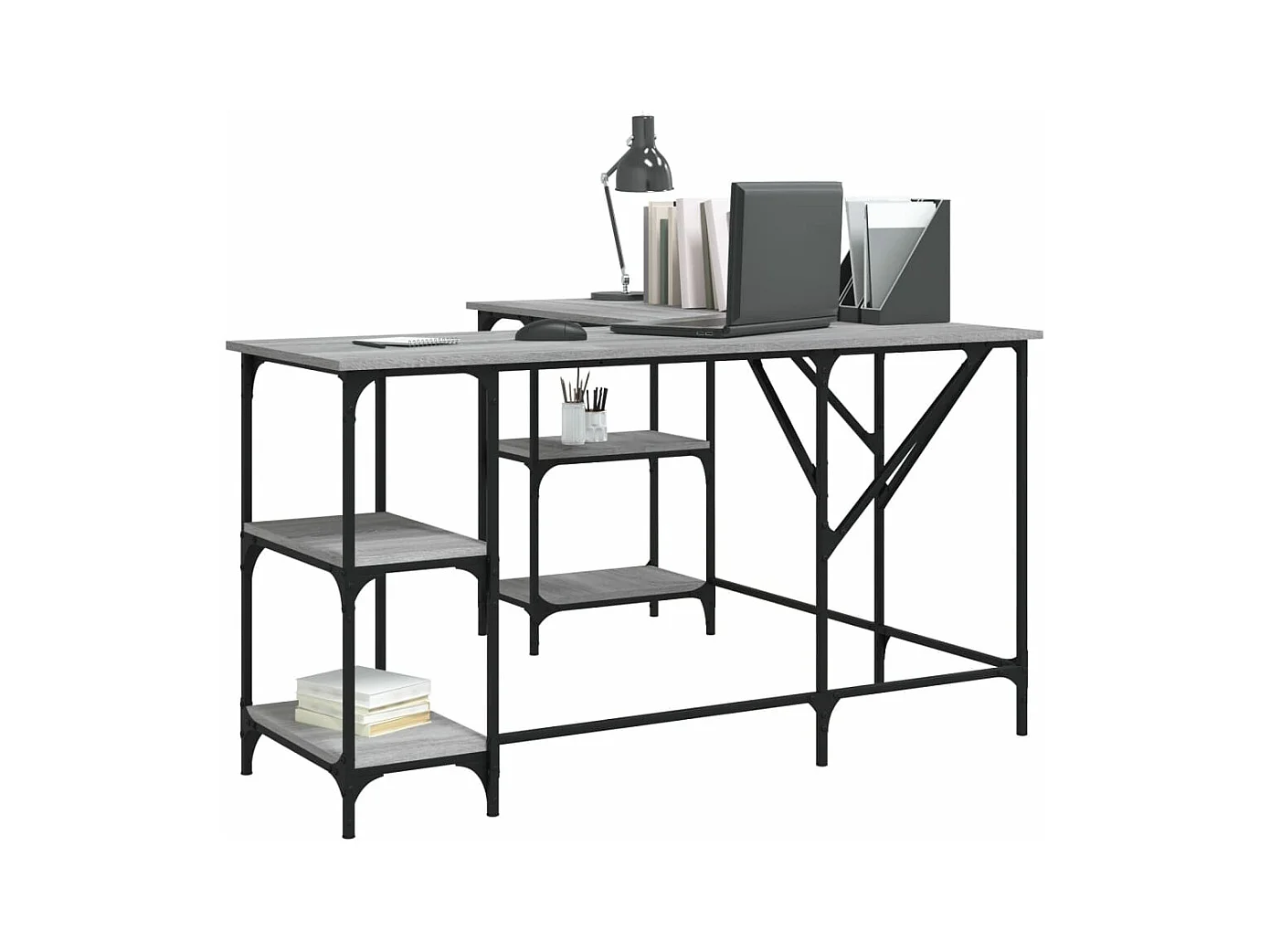 Bureau sonoma gris 139x139x75 bois d'ingénierie