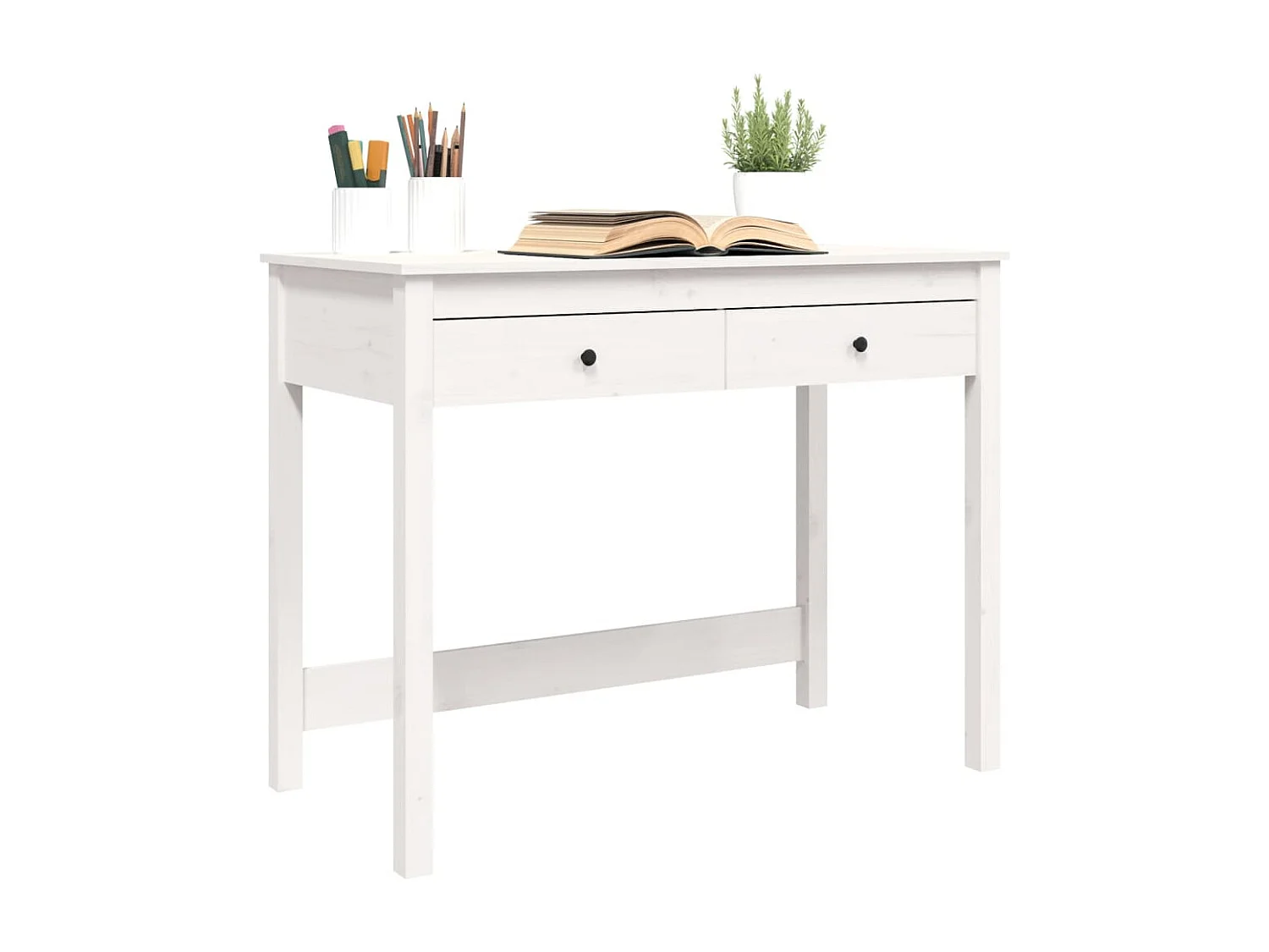 Bureau avec tiroirs Blanc 100x50x78 Bois massif de pin