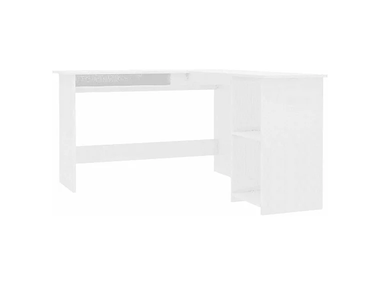 Bureau d'angle 1 tiroir 2 étagères bois blanc brillant Jayden