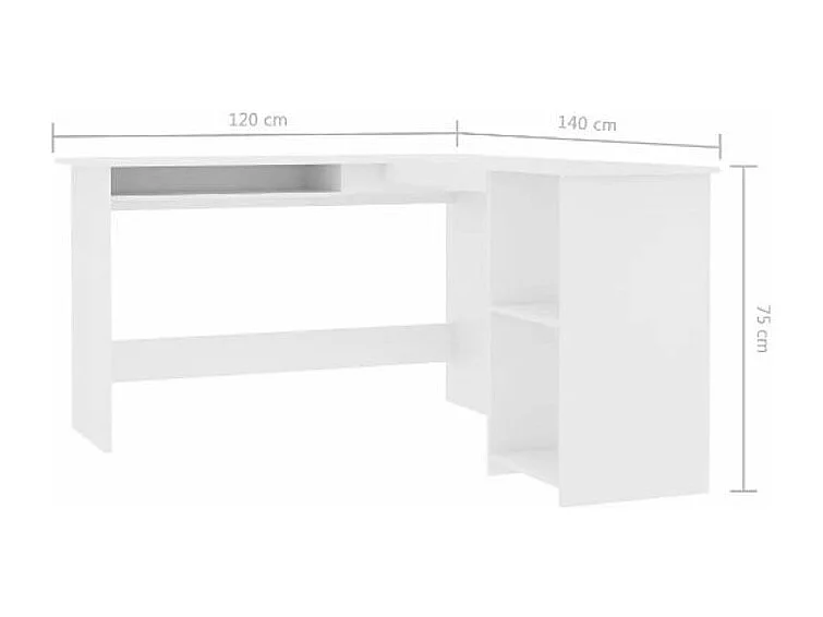 Bureau d'angle 1 tiroir 2 étagères bois blanc Jayden