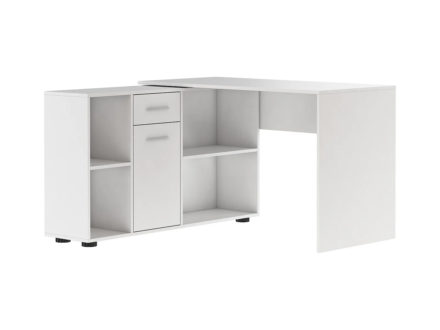 Bureau d'angle modulable blanc avec rangement Kalilo 120cm
