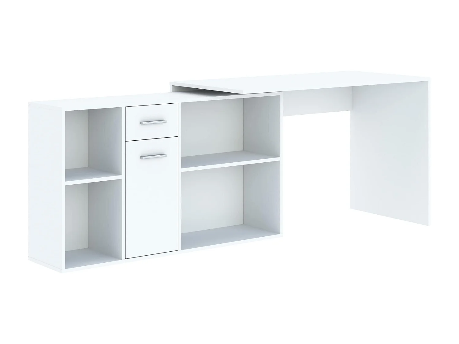 Bureau d'angle modulable blanc avec rangement Kalilo 120cm