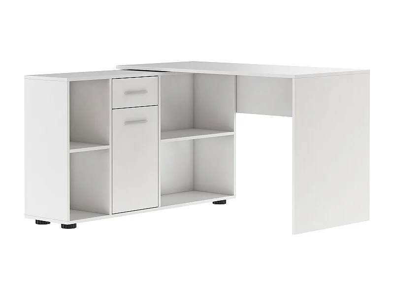 Bureau d'angle modulable blanc avec rangement Kalilo 120cm
