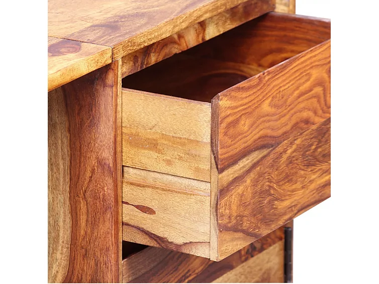 Bureau 1 porte 1 tiroir sesham massif foncé et métal noir Tex