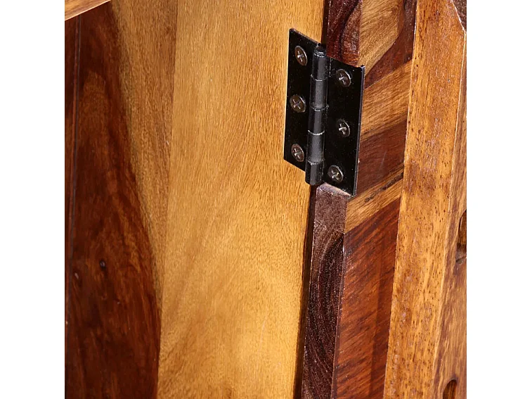 Bureau 1 porte 1 tiroir sesham massif foncé et métal noir Tex