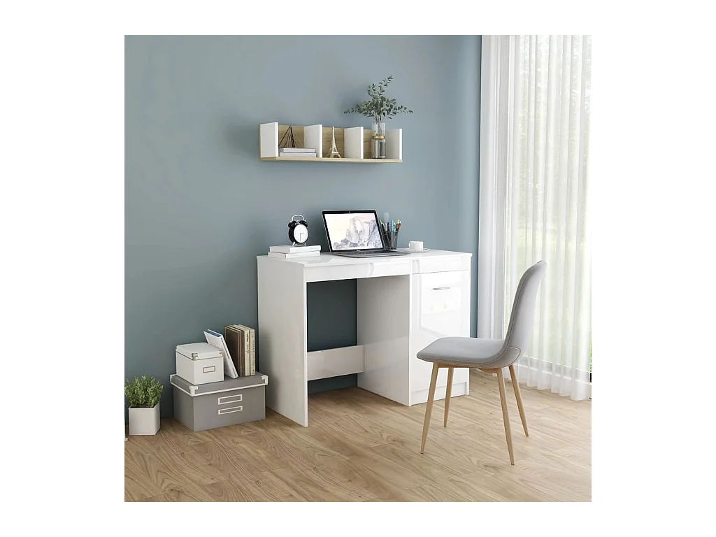 Bureau blanc brillant 100x50x76 Klacika