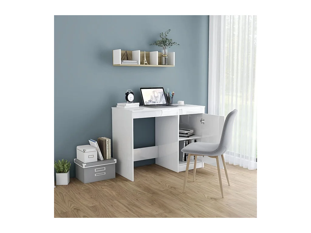Bureau blanc brillant 100x50x76 Klacika