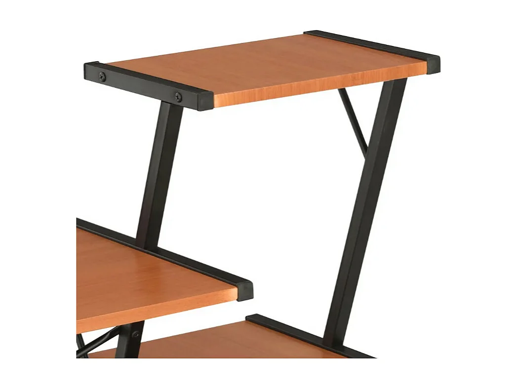 Bureau 3 étagères bois marron et métal noir Kajal