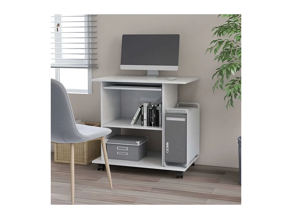 Bureau d'ordinateur Blanc 80x50x75