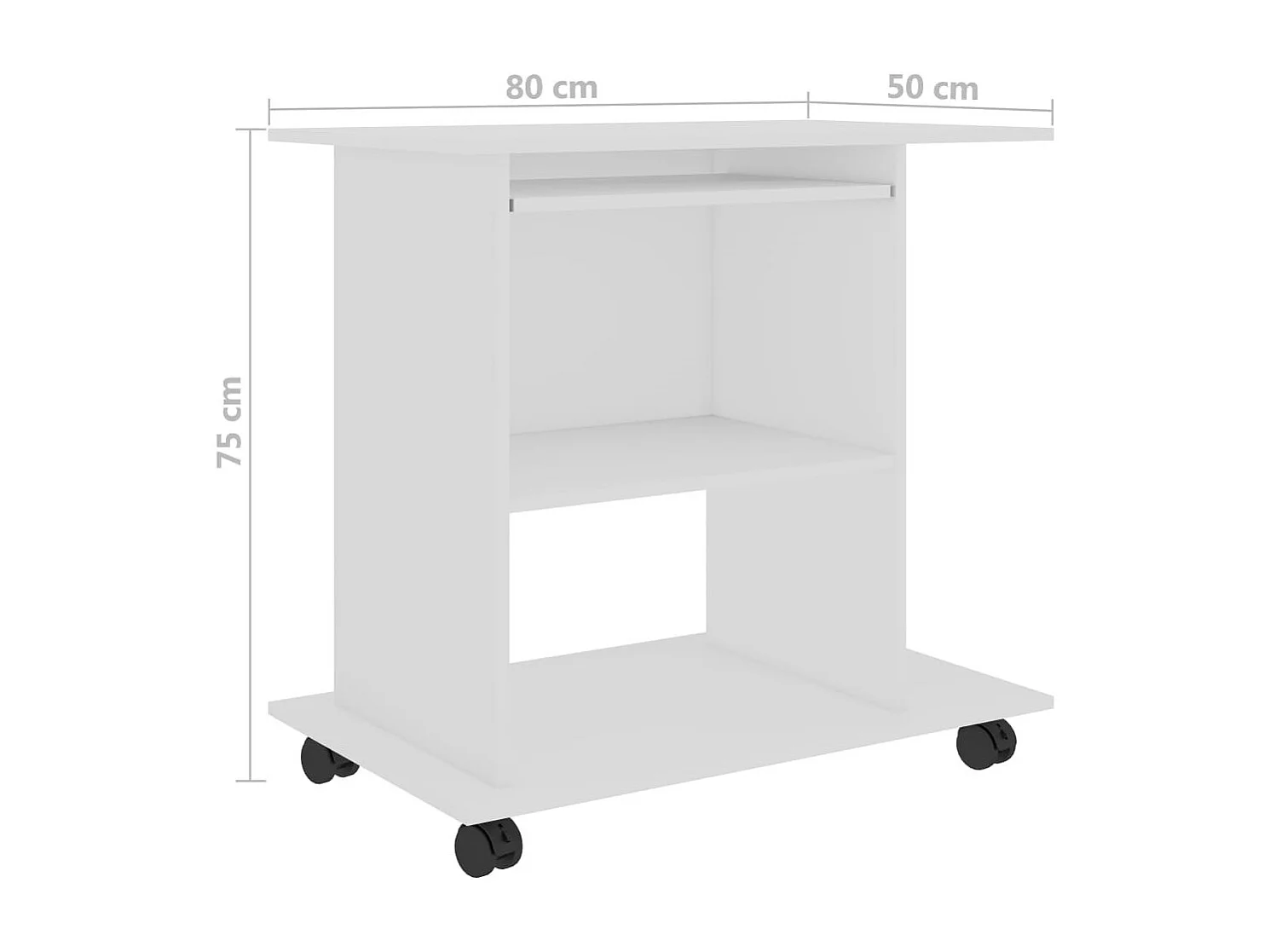 Bureau d'ordinateur Blanc 80x50x75