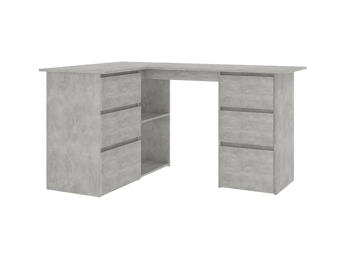 Bureau d'angle Gris béton 145x100x76