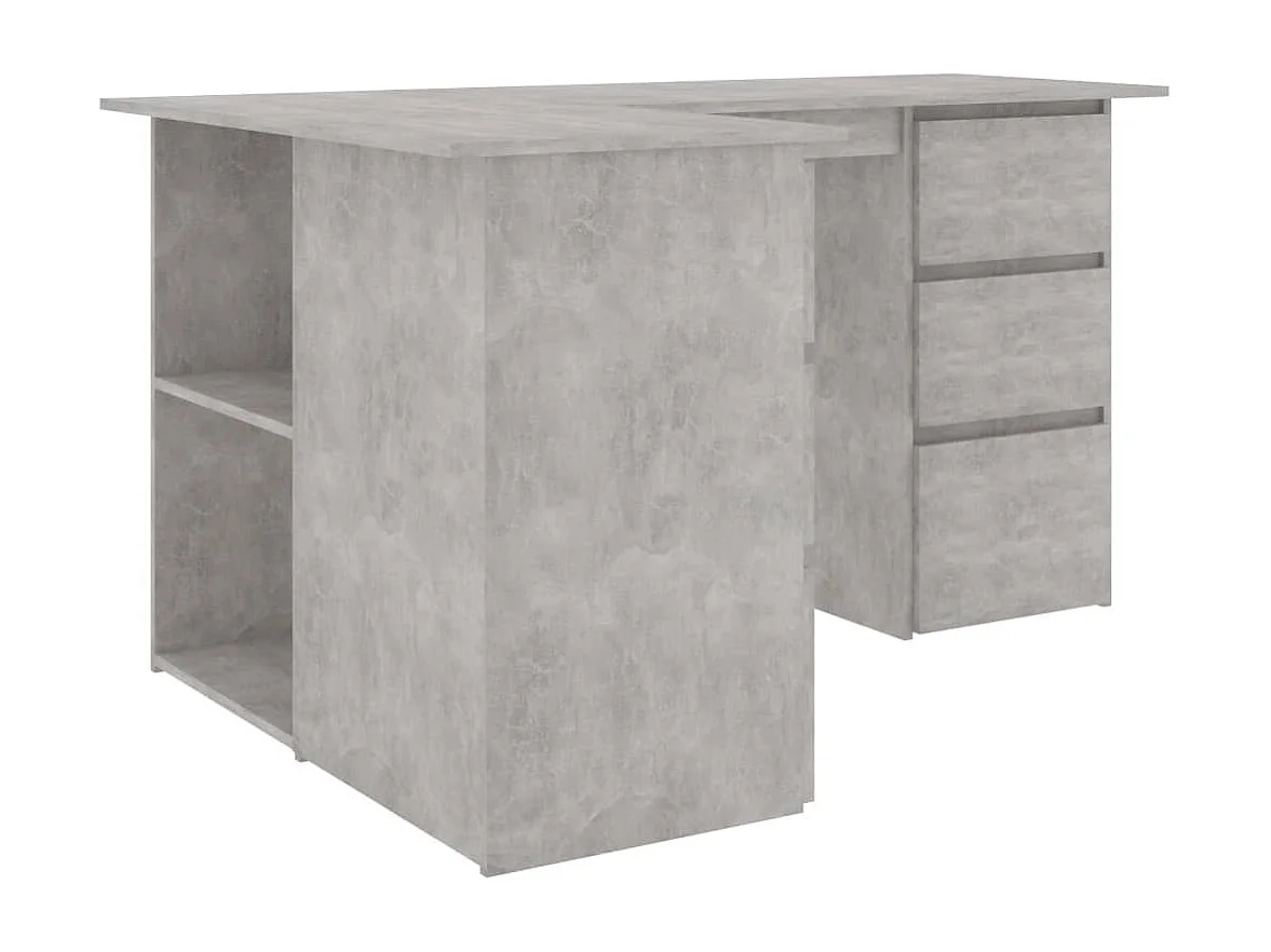Bureau d'angle Gris béton 145x100x76