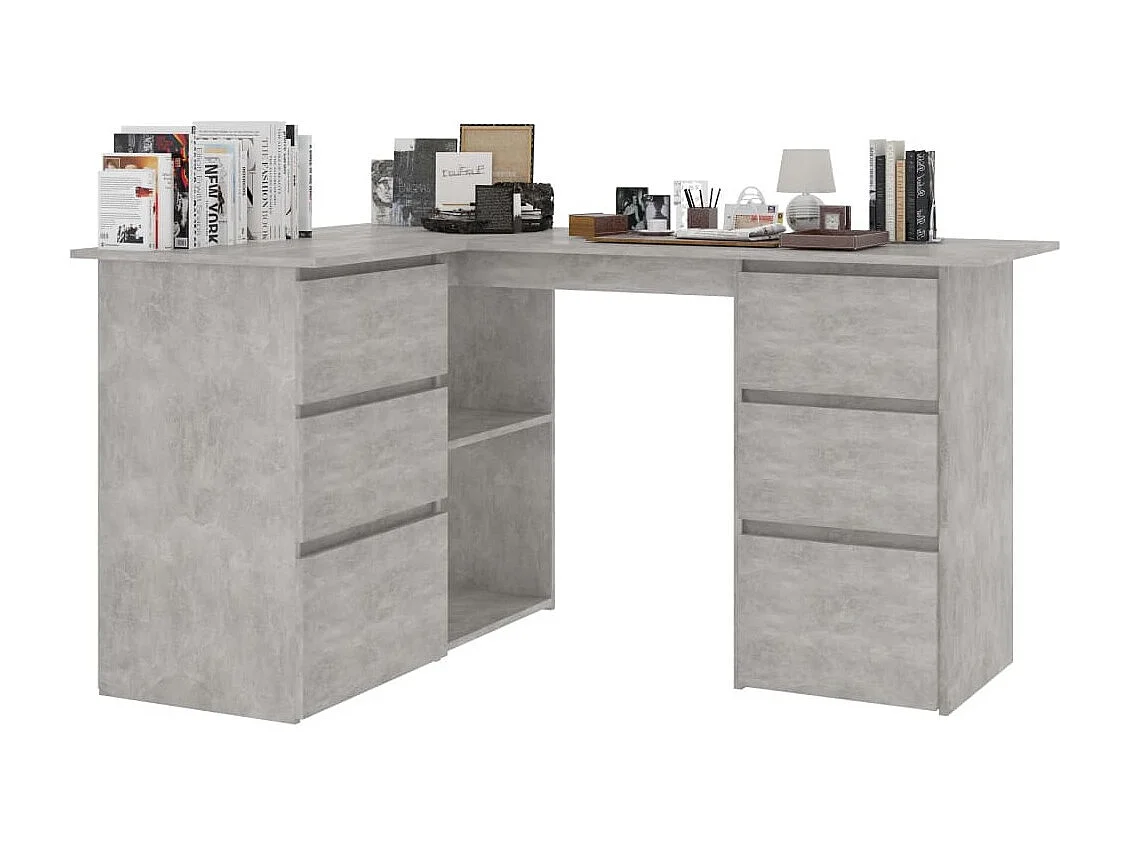 Bureau d'angle Gris béton 145x100x76