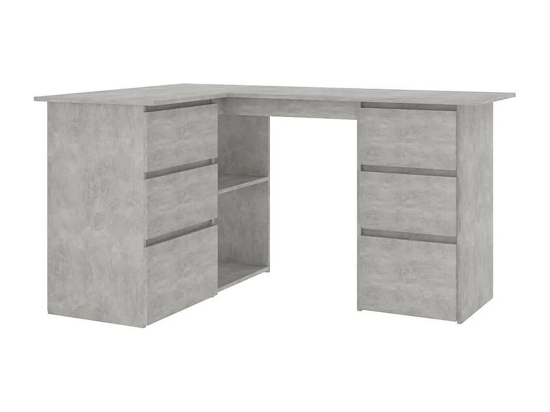 Bureau d'angle Gris béton 145x100x76