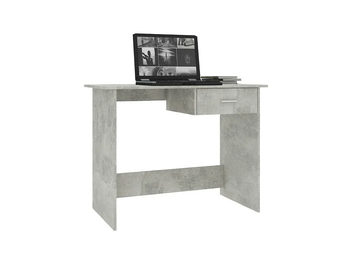 Bureau 1 tiroir bois gris béton Athena
